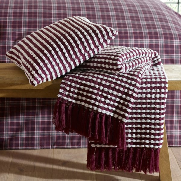 Catherine Lansfield Stab Stitch Cushion Plum
