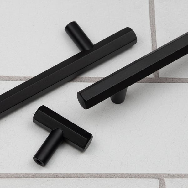 Handle & Home Matt Black Hexagon T-Bar Cabinet Handle & Knob