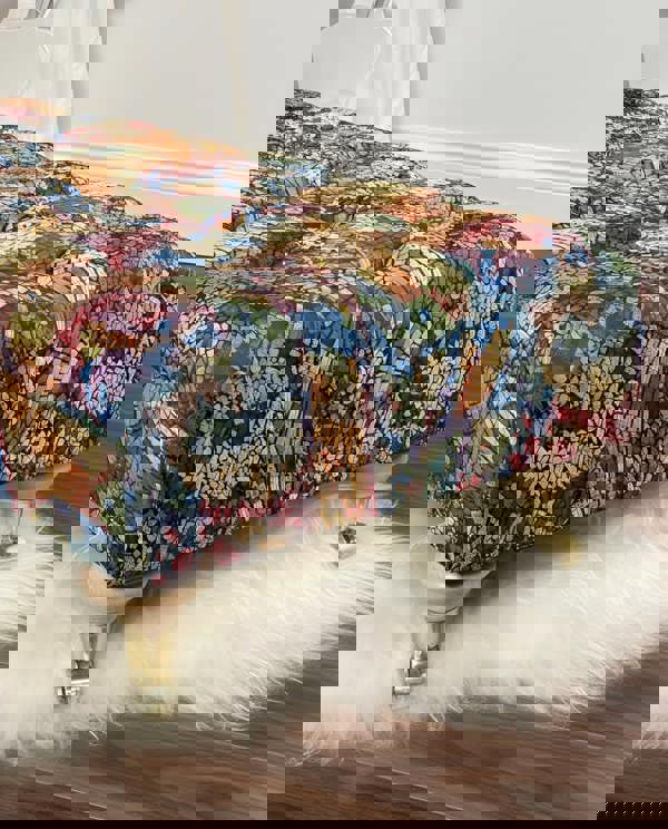 ISTOOLS Premium Stained Glass Footstool Ottoman – Stylish Seating Bench & Coffee Table (Non-Storage)