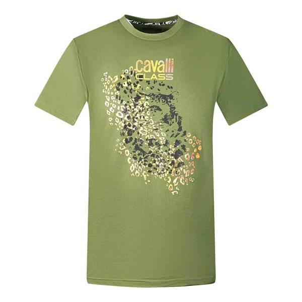 Cavalli Class Leopard Print Silhouette T-Shirt - Green