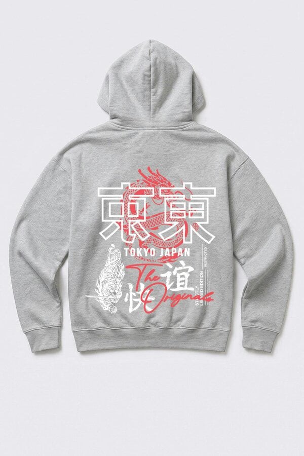 London Attitude Relaxed Fit Tokyo Japan Graphic Hoodie