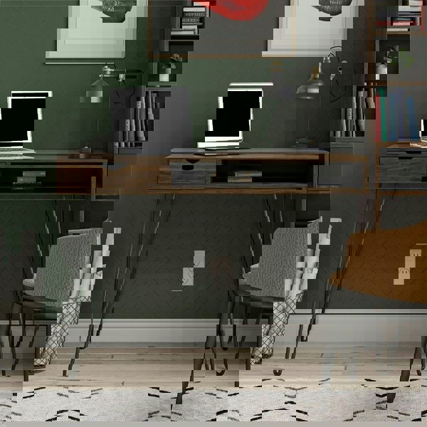 Dorel Home Concord desk with storage in walnut