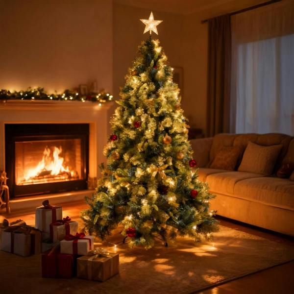 5ft to 8ft Kentucky Pine Artificial Christmas Tree Range with Hinged Branches and Metal Stand image 4