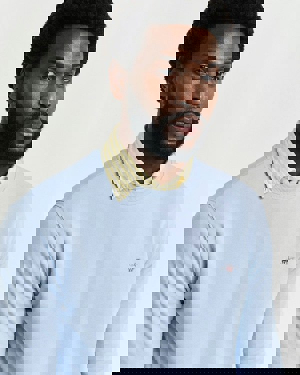 GANT Mens Regular Fit Shield Logo Crew Neck Sweatshirt - 457 Fresh Blue