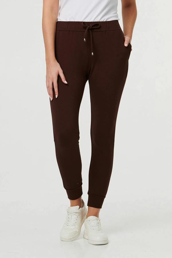 Brown | Adjustable Drawstring Waist Slim Joggers

