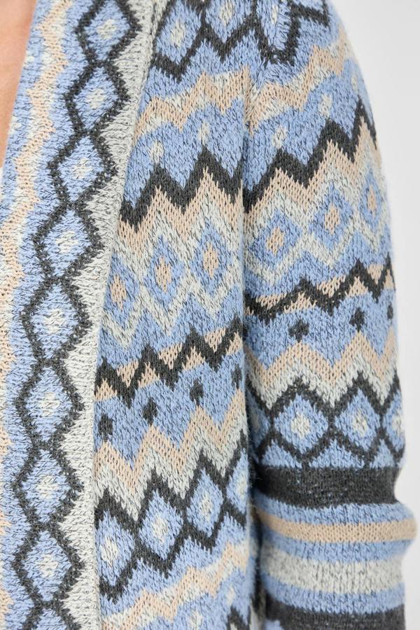 Mudflower Aztec Print Bordered Fringed Longline Cardigan