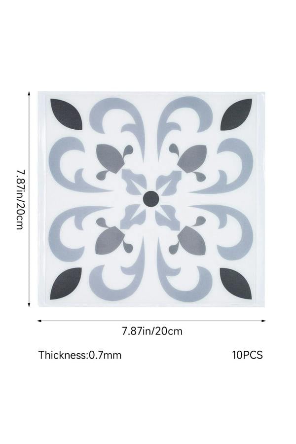 Living and Home 10Pcs Self Adhesive Floral Pattern PVC Wall & Floor Tile Stickers for Bathroom Kitchen Living Room Bedroom, 20 x 20cm(0.4㎡)