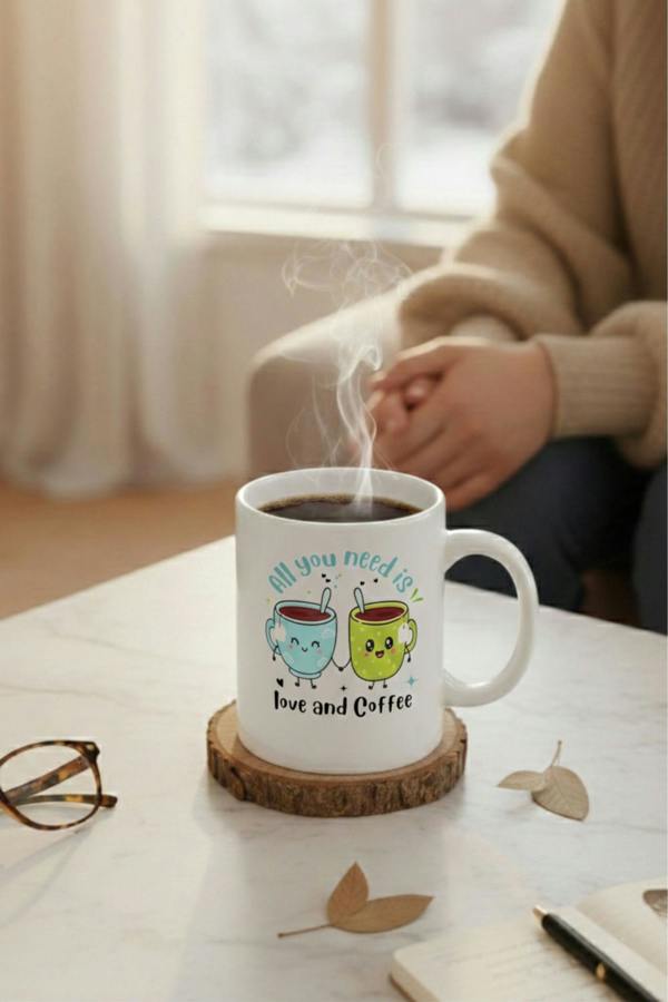Dyzi All You Need Is Love And Coffee Printed Mug Valentine’s Day Gift