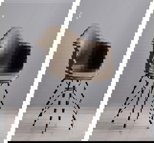 Bobby Dining Chair, Distressed Leather-Weilai Concept-Khaki-PU Leather-Weilai Concept