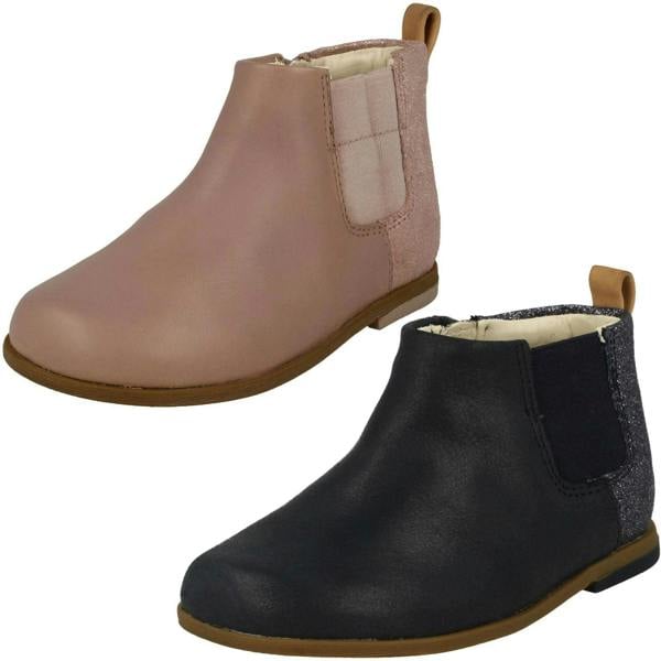 Clarks Infant Girls Clarks Glitter Detailed Ankle Boots Drew Fun