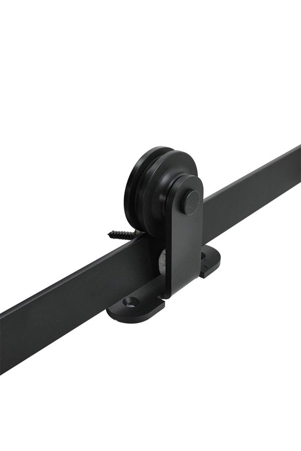 Living and Home Clear Glass Black Barn Door with Sliding Hardware Kit