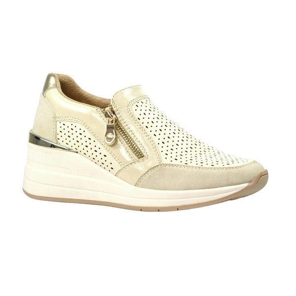 Lunar Womens Barcelona Wedge Heel Trainers - Natural