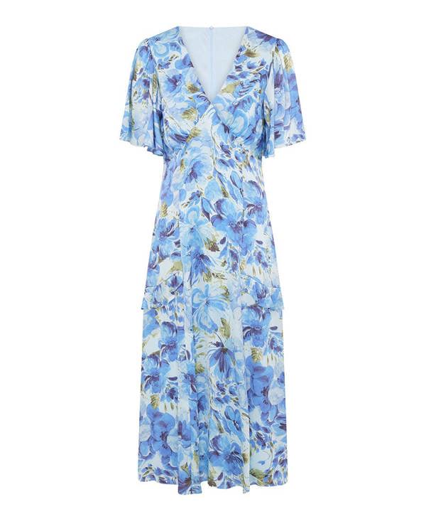 Needs No Label Blue Floral Midi Dress