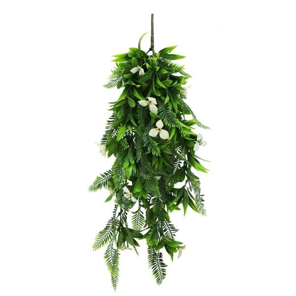 Artificial Hanging White Hawaiian Bush 75cm
