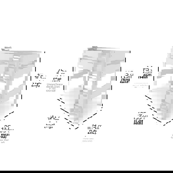 Dimensions of the mid sleeper bed frame.