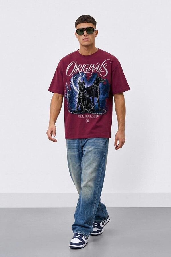 London Attitude Doberman Oversized Heavyweight Graphic T-Shirt
