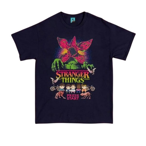 Stranger Things Unisex Adult Adventure Pixel T-Shirt - Blue