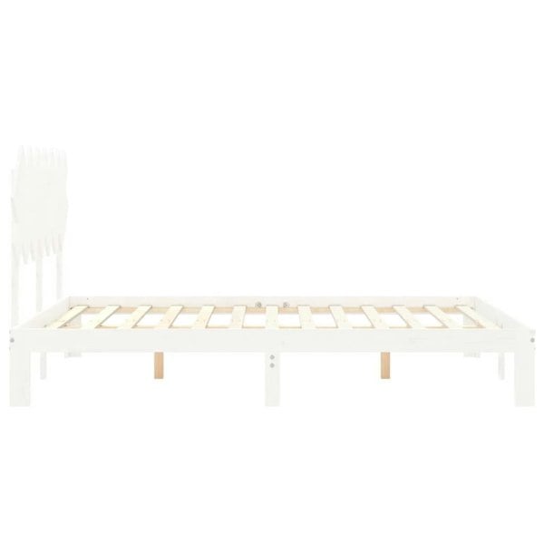 Berkfield Bed Frame with Headboard White King Size Solid Wood