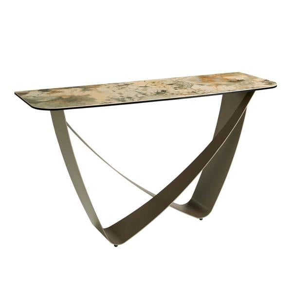 Angel Cerdá Rectangular Console Table in Porcelain Marble and Taupe Metallic Steel 3269