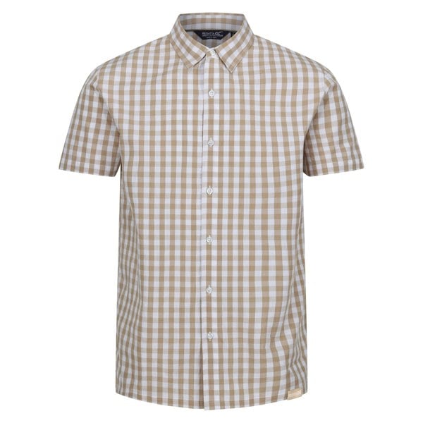 Regatta Mens Denmoor Checked Shirt - Oat/White