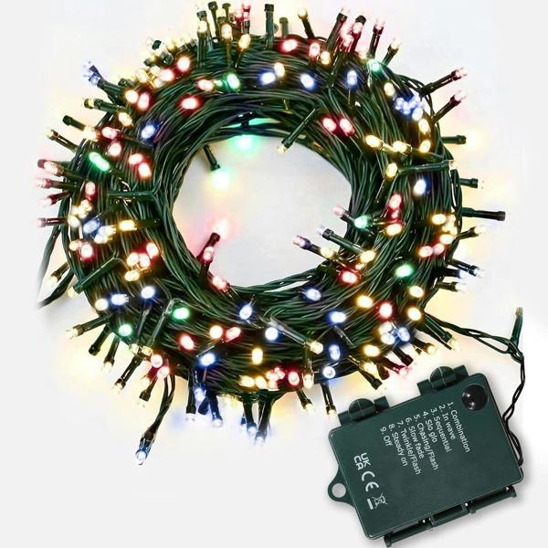 Battery Operated Multicolour LED Fairy Lights with 8 Modes and Waterproof Outdoor Design image 1