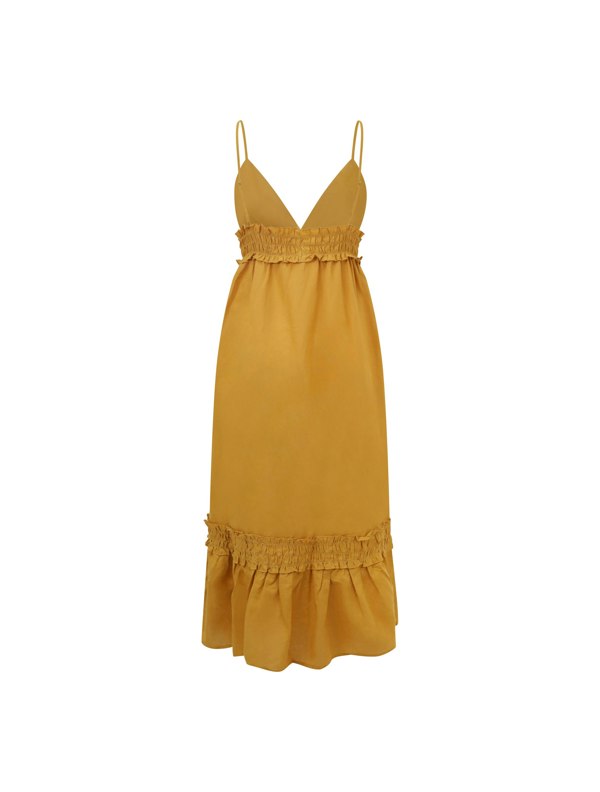 BALOU Women's Linen Maxi Dress Mustard