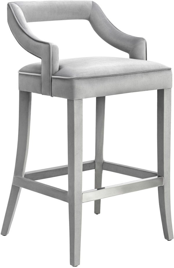 Furniture Edit Tiffany Grey Velvet Counter Bar Stool