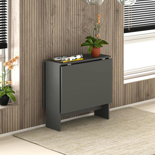 Decortie Artemio Foldable Table Anthracite Rectangular Engineered Wood Folding Table 130(W)x76(D)x73.4(H)cm Kitchen Dining Room