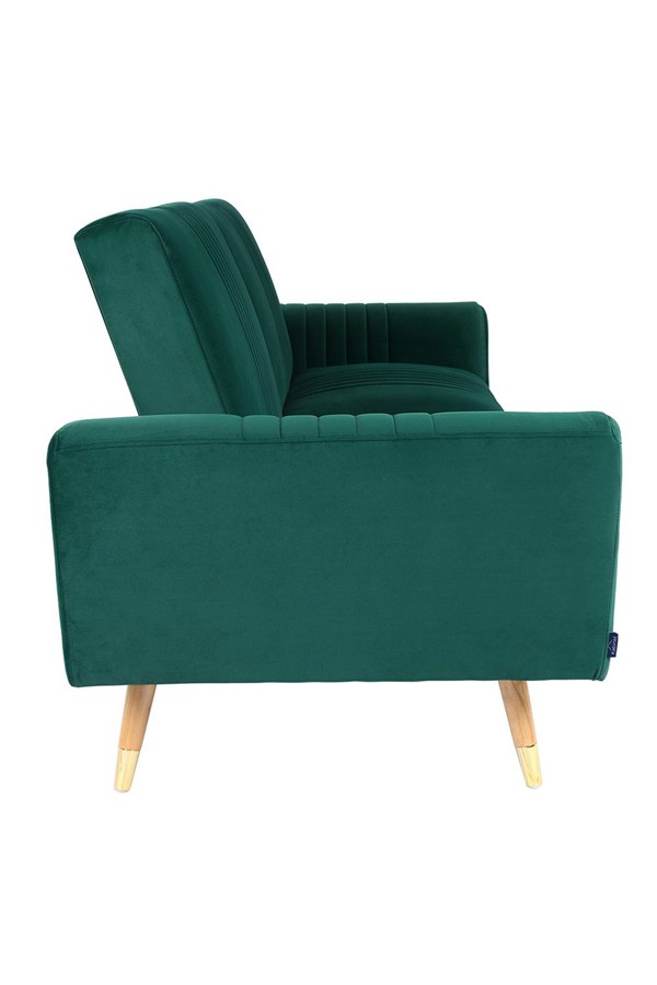 Living and Home Modern Velvet 3 Seater Sofa Bed Recliner Couch with Wood Legs