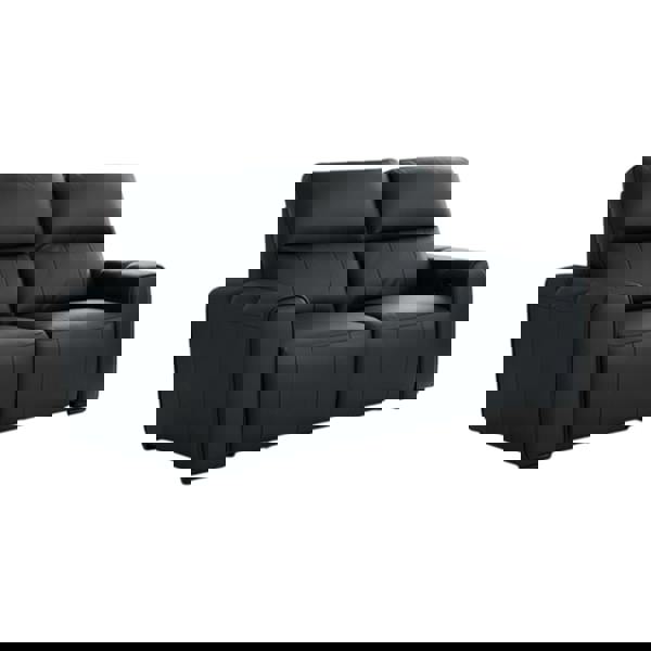 Furnishings For Less Belleza Modern Genuine Leather Electric Reclining 2 Seater Sofa Black