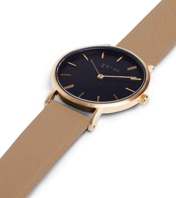 Votch Gold & Black with Tan Watch | Petite