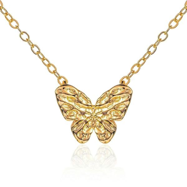 Dainty Gold Plated Butterfly Pendant Necklace for Women - namana.london