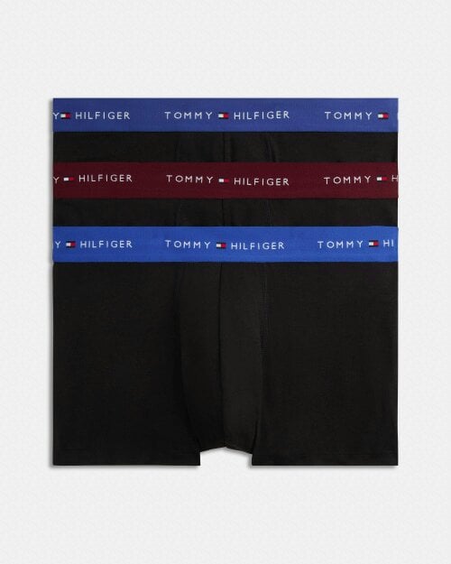 Tommy Hilfiger 3-Pack Logo Waistband Mens Trunks - Opulent Blue/Burgundy/Ancient Blue