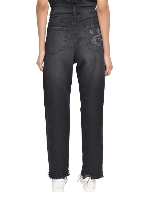 Smart Living Women's Casual Style High-Waist Torn Hem Rip Mom Jeans - Black