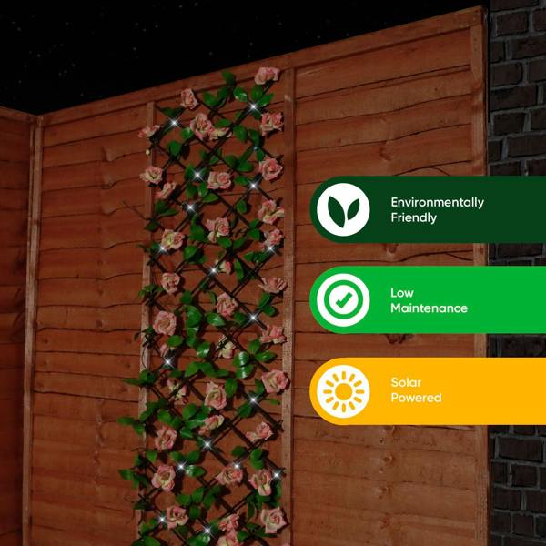 Gardenwize Solar Garden Trellis – Pink Flower Trellis with LED Lights