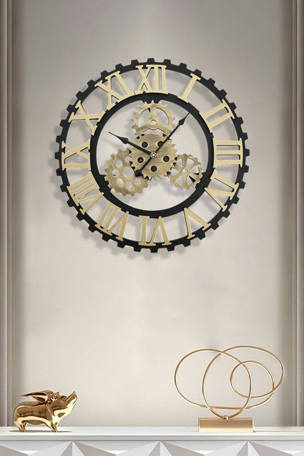 Living and Home 50Cm Retro Gear Silent Wall Clock