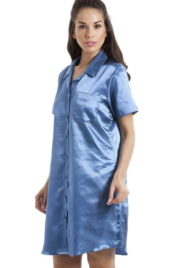 Camille Women's Nightshirt Knee Length Satin Dress Ladies Nightwear