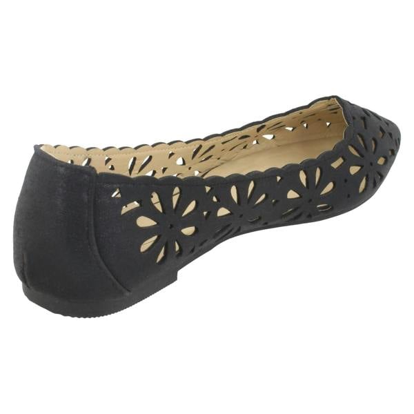 Spot On Ladies Spot On Flower Cut Out Ballerinas F80390