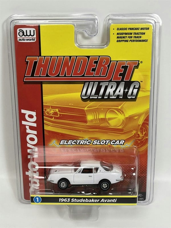 Auto World Slot Cars 1963 Studebaker Avanti White Thunderjet Ultra G Ho Slot Car SC367-1