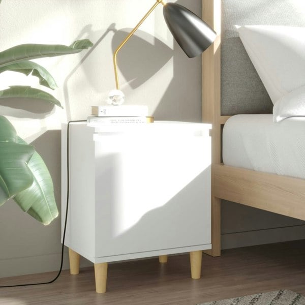 Berkfield Bed Cabinets with Solid Wood Legs 2 pcs White 40x30x50 cm