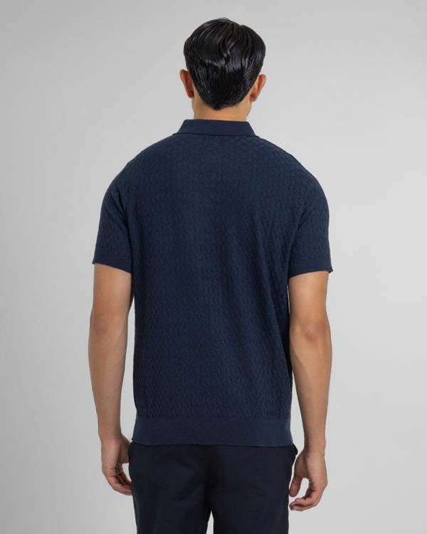 Steel & Jelly Burton - Geo Texture Knitted Polo Shirt