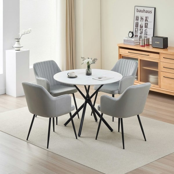 Indoor Living Seattle Dining Table with 4 Charlotte Velvet Chairs