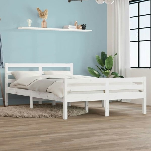 Berkfield Bed Frame White Solid Wood 140x200 cm