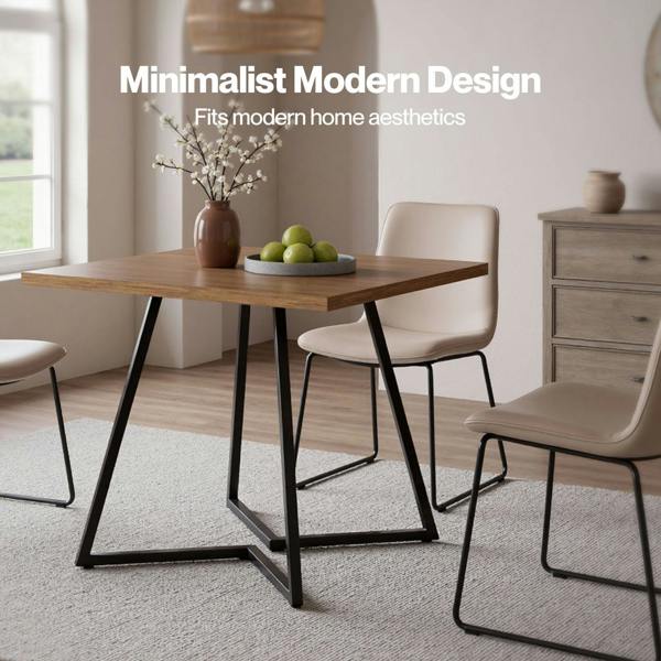 Levede dining table square dining table 80cm 25mm metal frame MDF Walnut