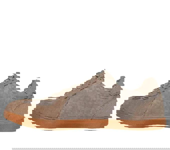 Skechers Placer Camilo Mens Smart Lace Up Casual Trainers Shoes, beige sneaker with a gum sole and lace-up design.