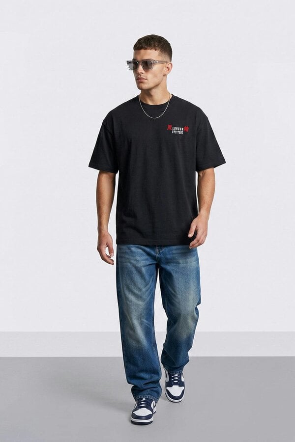 London Attitude Tokyo After Dark Dragon Oversized Heavyweight Graphic T-Shirt