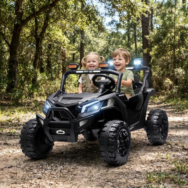AIYAPLAY 24V 2 Seater Ride On Truck Car for Big Kids with Remote, Black