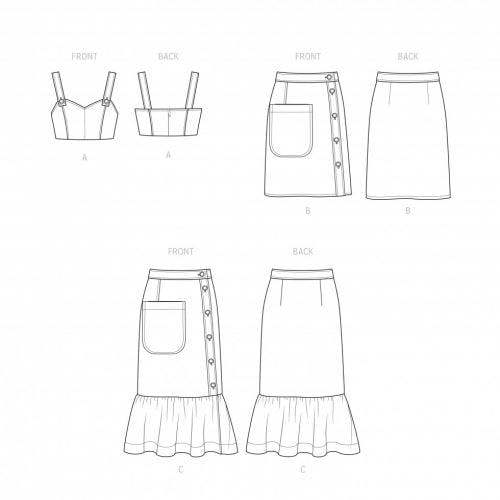 Simplicity Sewing Pattern 9552, Tops, Skirts for Women, H5 (6-8-10-12-14) - Intermediate
