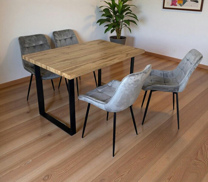 Outdoor Living Colorado Dining Table with 4 Erica Velvet Chairs