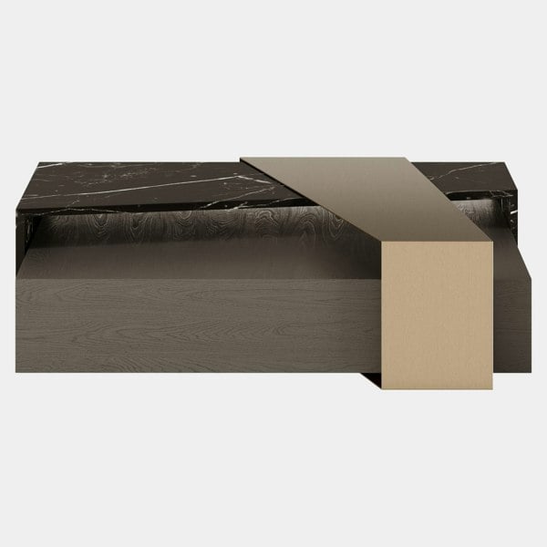 The Private Label Philip Centre Table with Luxe Oak Marble & Brushed Brass